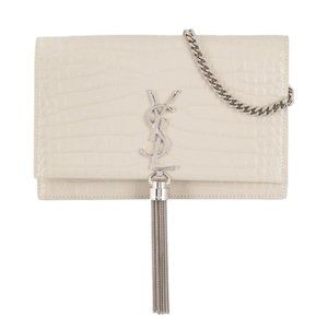 SOLD Saint Laurent Kate Chain Wallet with Tassel in Crocodile-Embossed Leather